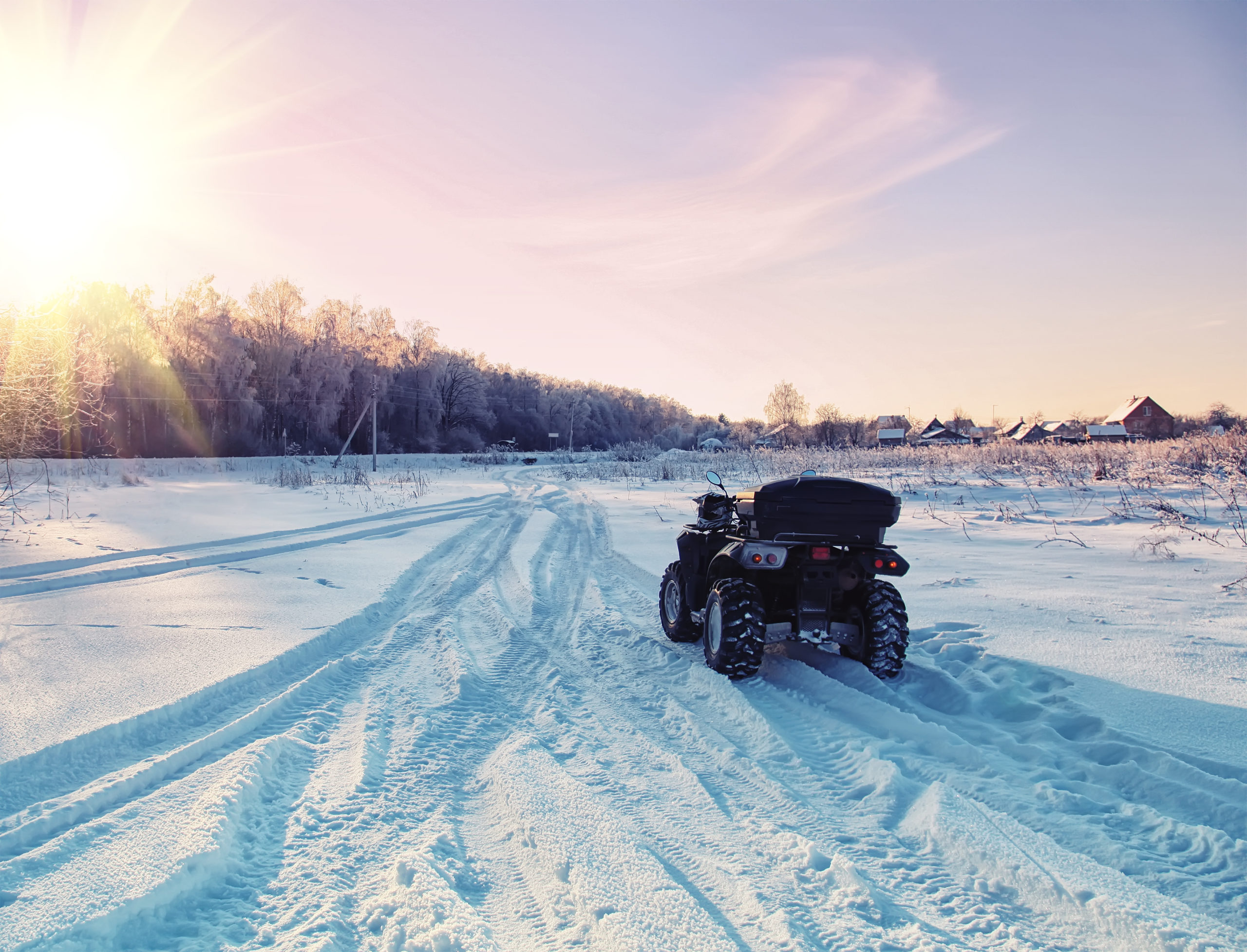 Quad,Bike,On,A,Winter,Road,In,A,Field,At